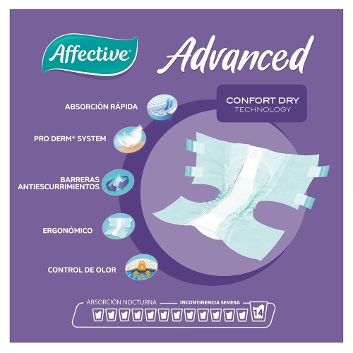 Affective Advanced Pañales para Adulto, Unisex, Talla Grande, 80